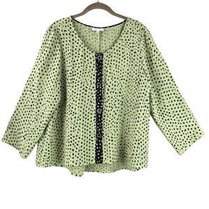 Habitat Art To Wear Tunic Top Size M Green Black Artsy Boho